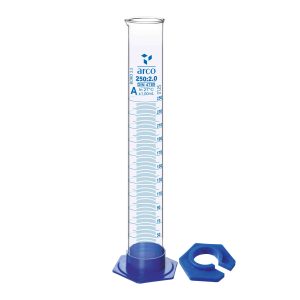 CYLINDER, MEASURING, CLASS 'A' WITH DETACHABLE PLASTIC BASE, 250mL