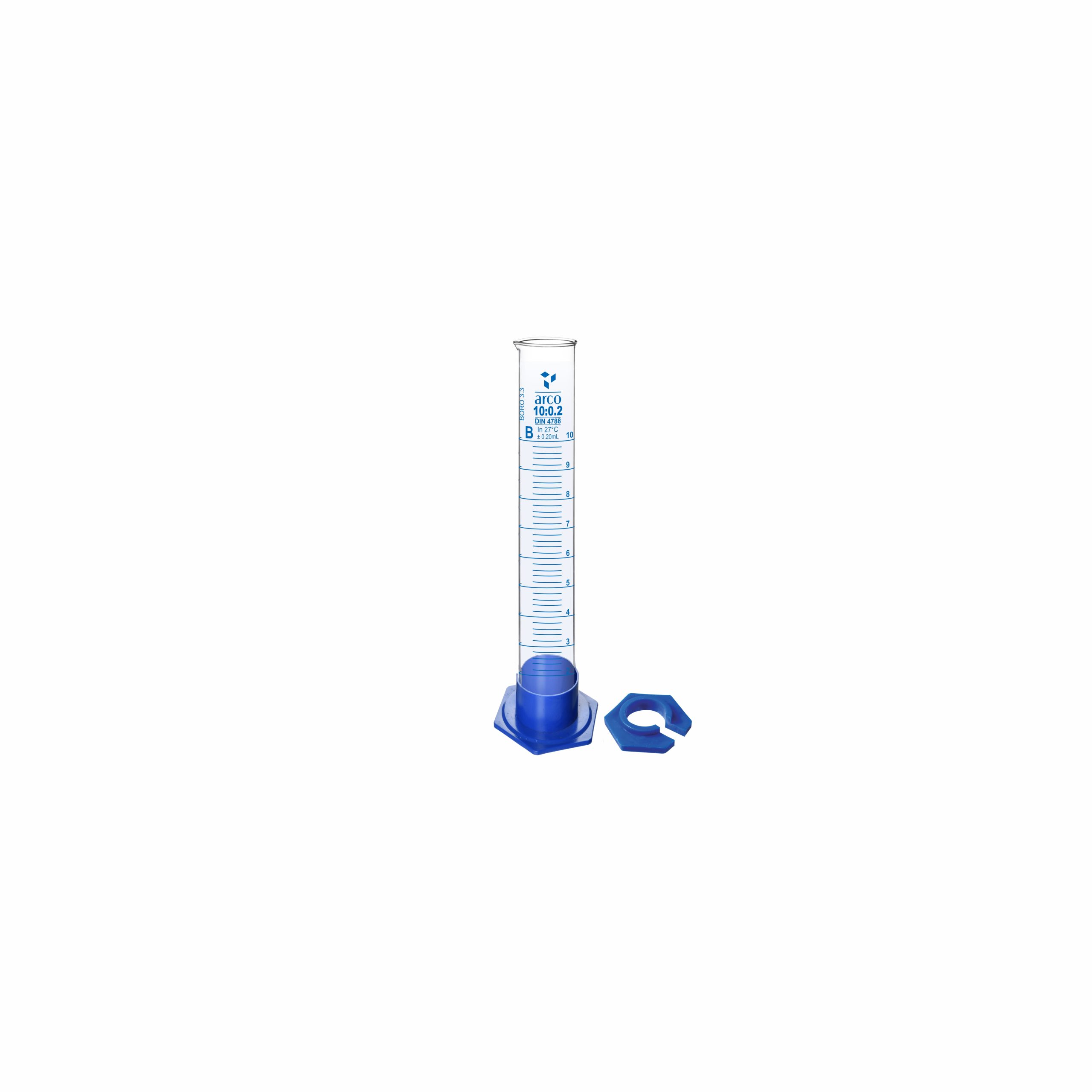 Cylinder, Measuring, Class 'B' with Detachable Plastic Base, 10mL