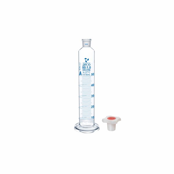 Cylinder, Mixing, Class 'A' Round Base with Stopper, 50mL