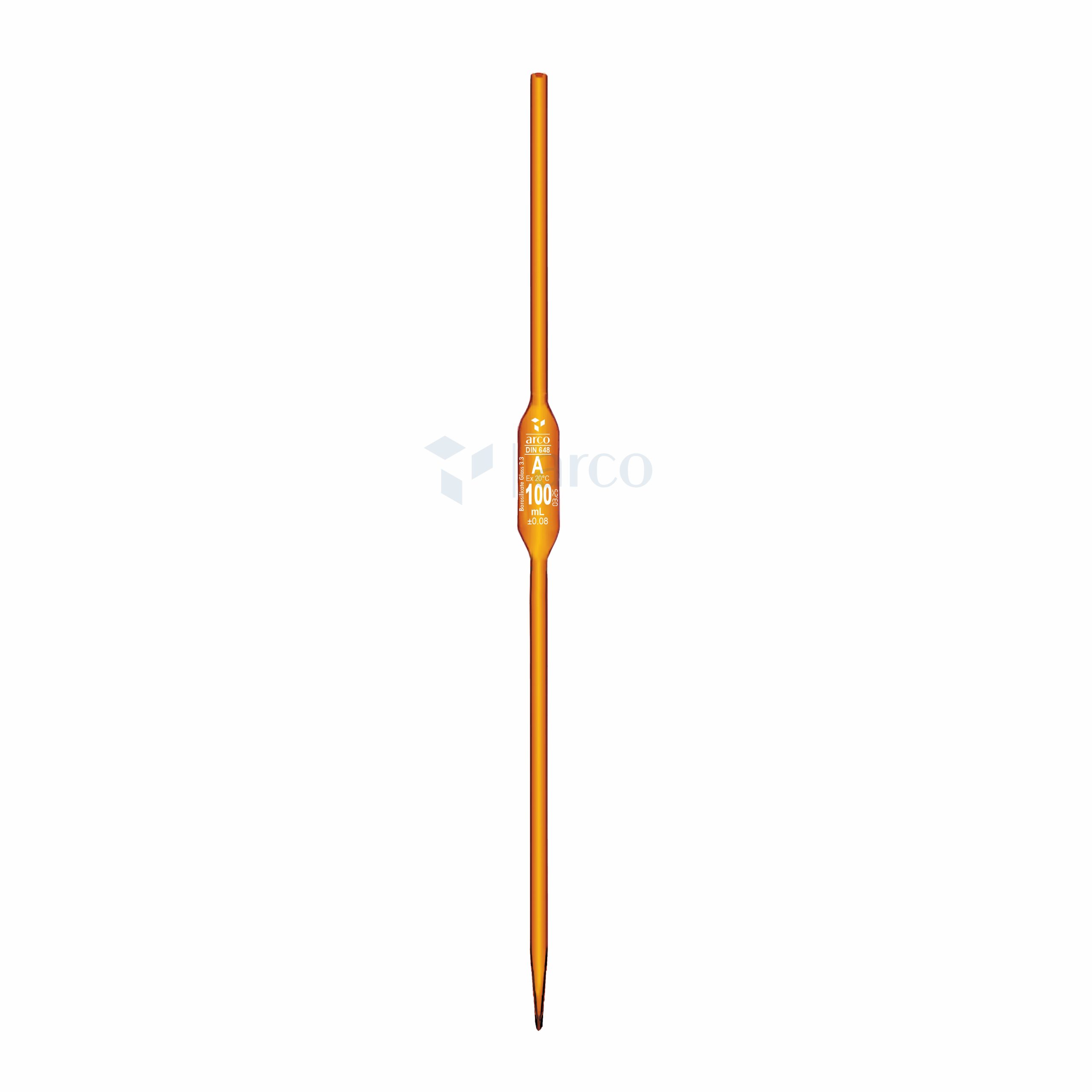 Pipette, Volumetric, Class 'A', Amber One Mark, 100mL