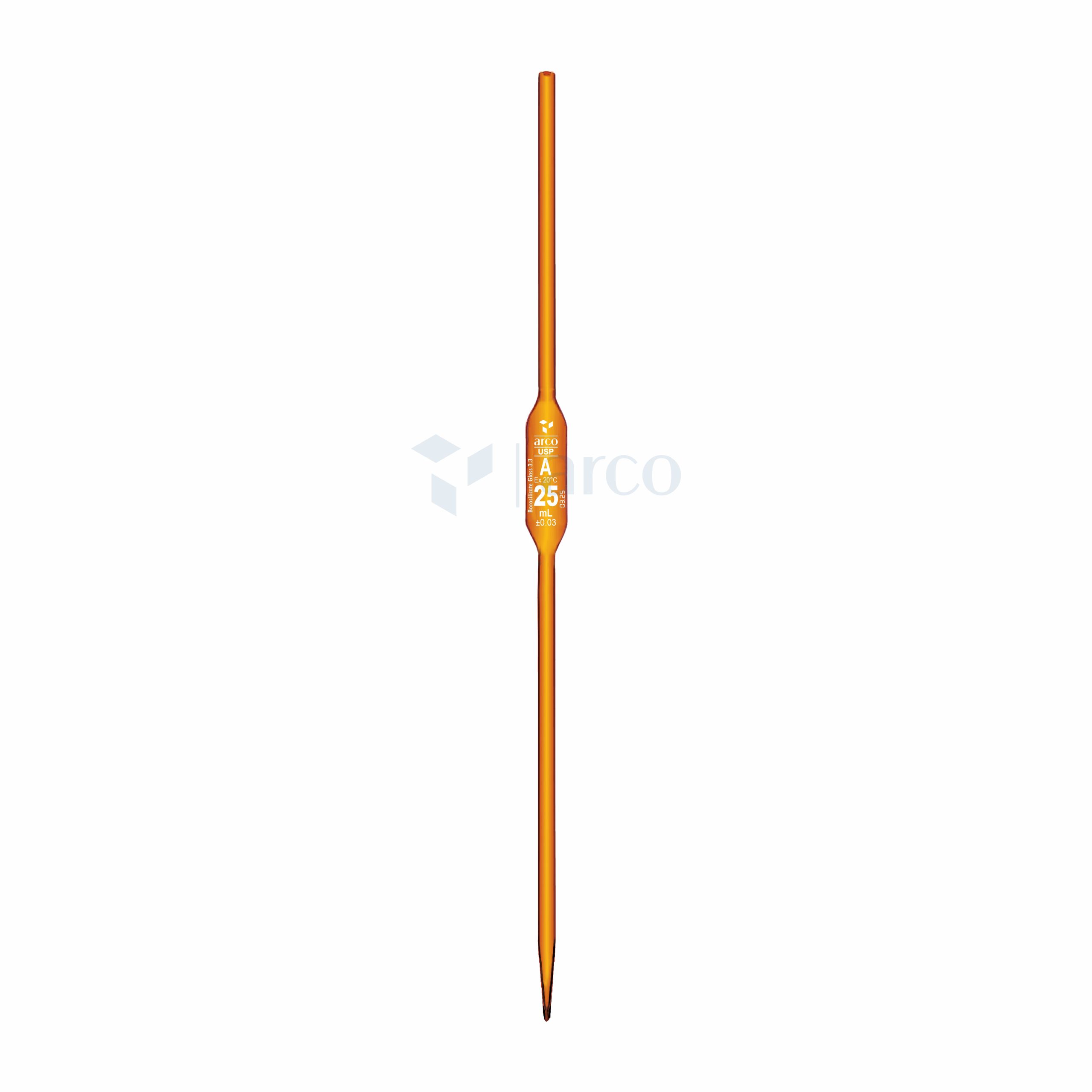Pipette, Volumetric, Class 'A', Amber One Mark, 25mL