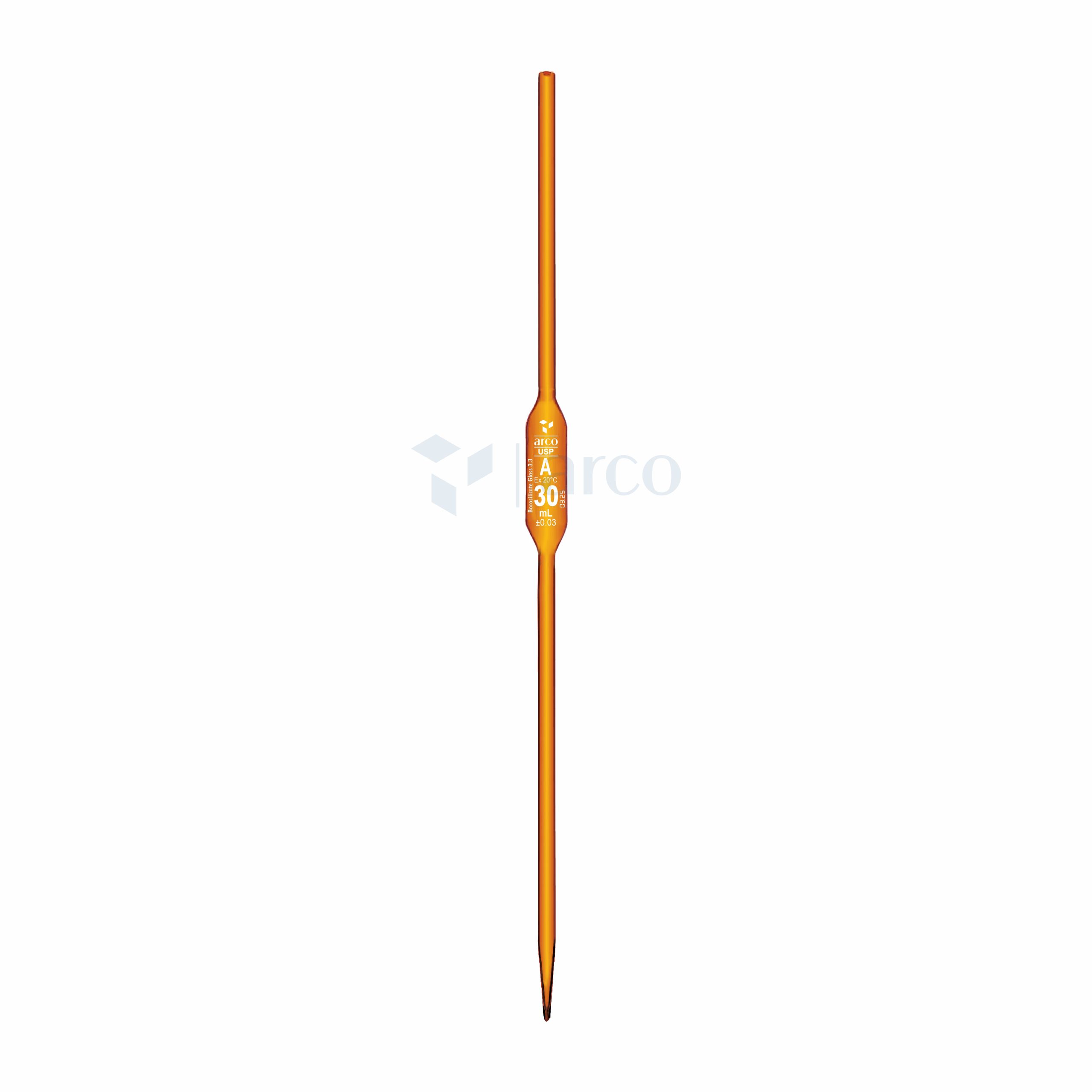 Pipette, Volumetric, Class 'A', Amber One Mark, 30mL
