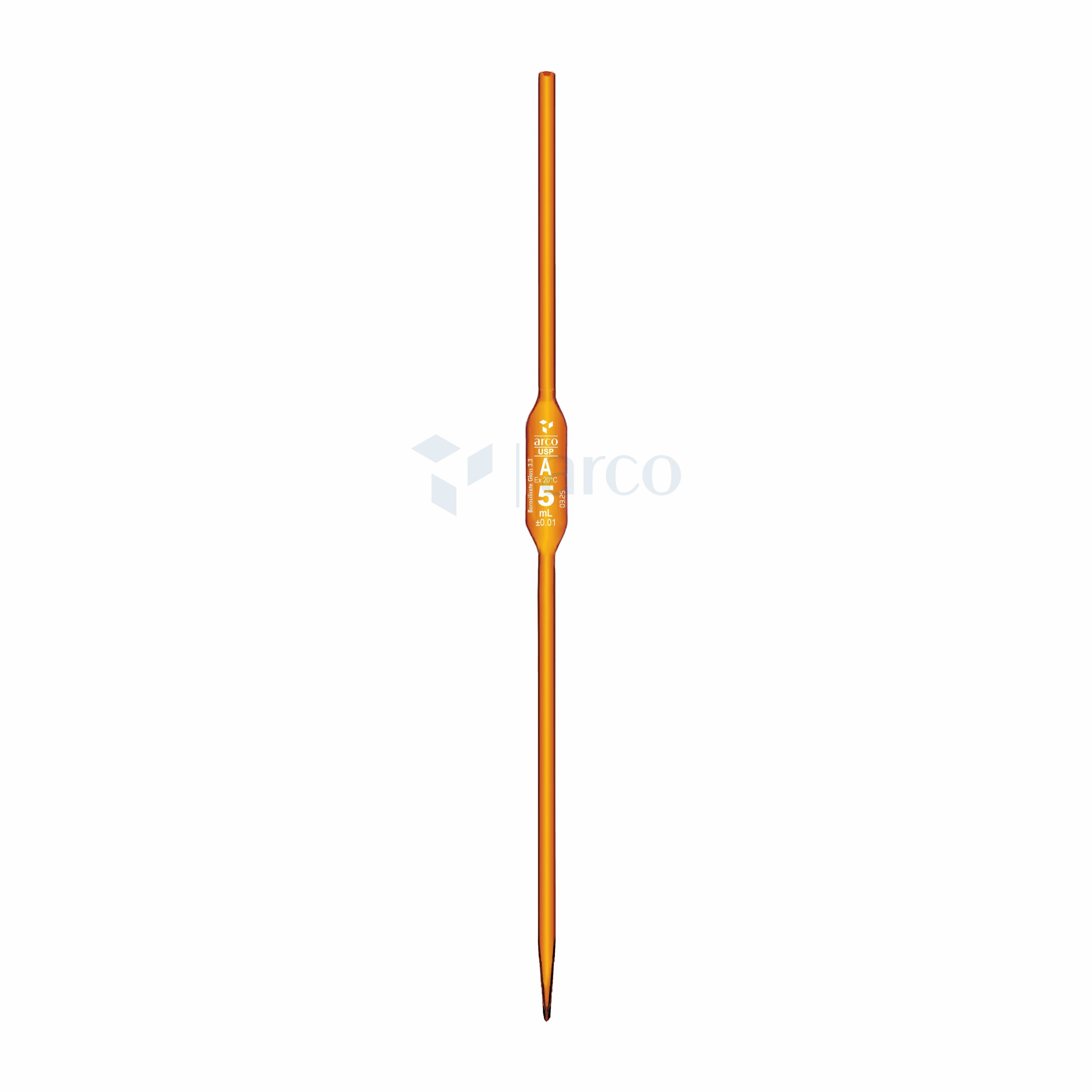 Pipette, Volumetric, Class 'A', Amber One Mark, 5mL