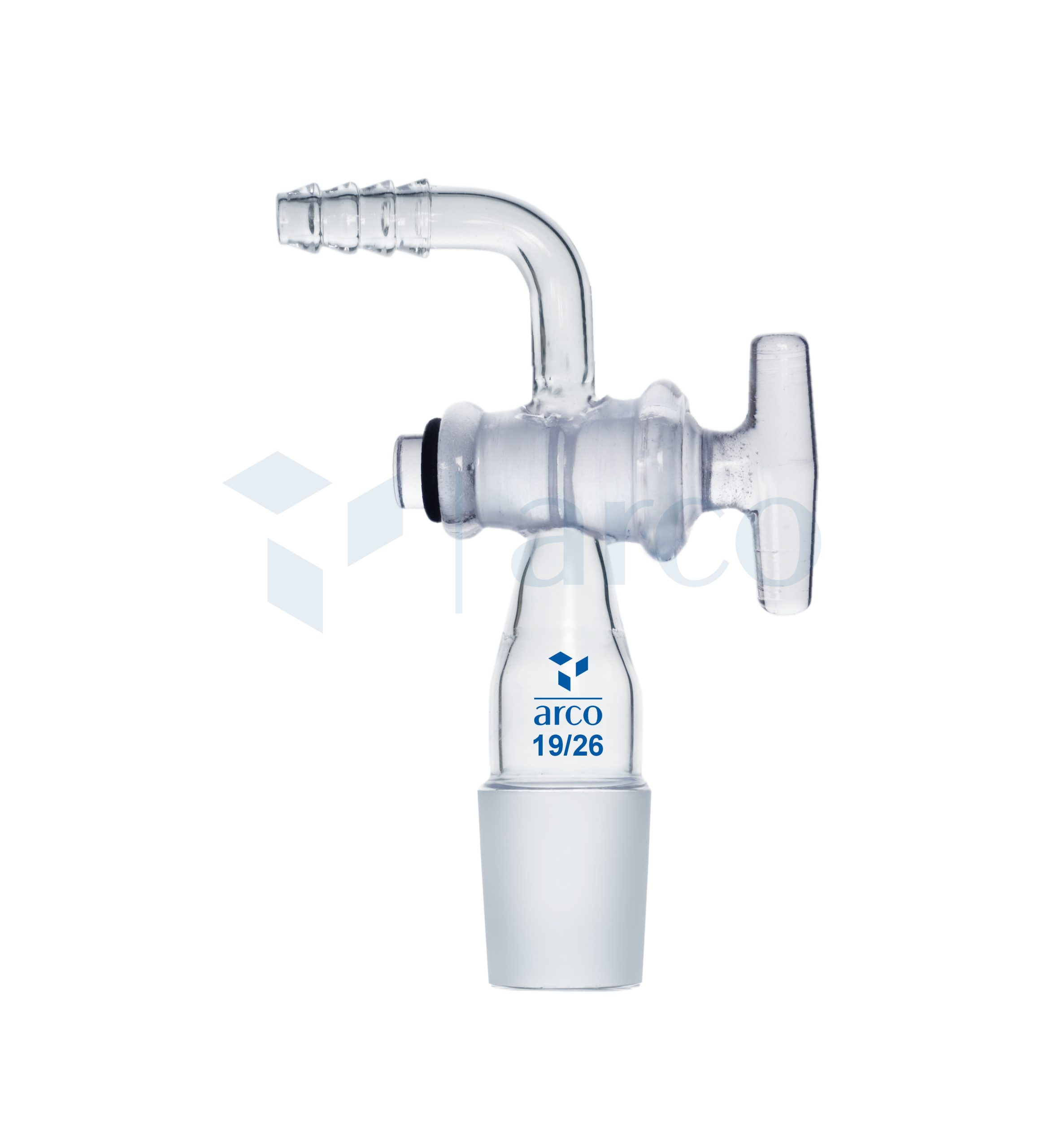 Adapter, Cone Stopcock, Right Angle with Vacuum Connection, 19/26