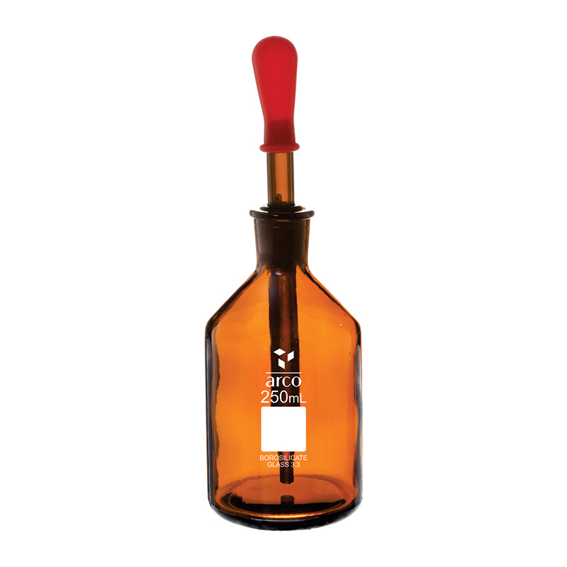 Dropping Bottle, Amber with Pipette & Rubber Teat, 250mL