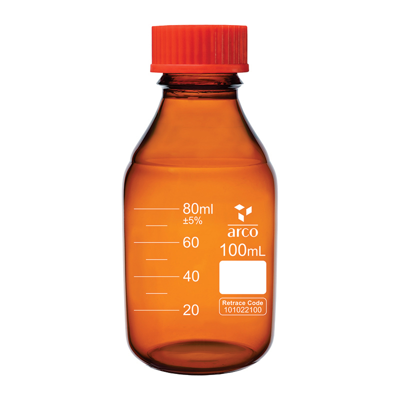 Bottle, Reagent, Amber, With Screw Cap, 100mL