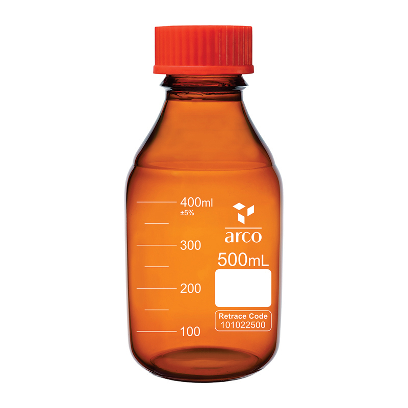 Bottle, Reagent, Amber, With Screw Cap, 500mL