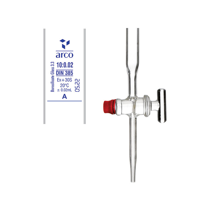 Burette, Straight Bore Glass Stopcock With Screw Thread, Class 'A', 10mL