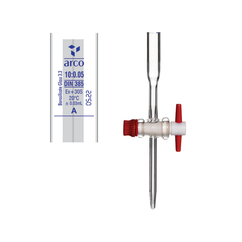 Burette, Class 'A' Schellbach, Straight Bore PTFE Stopcock, 10mL