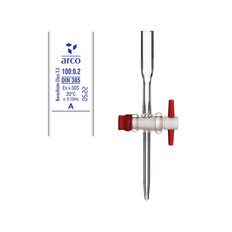 Burette, Straight Bore PTFE Stopcock, Class 'A', 100mL