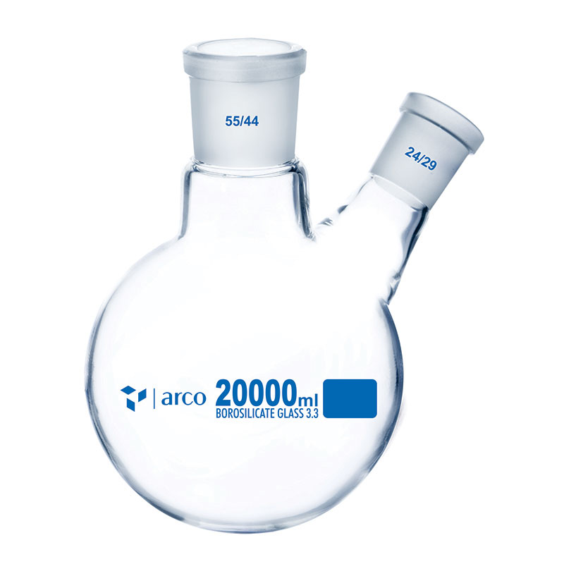 Flask, Boiling, Round Bottom Two Neck, Angular, 20000mL