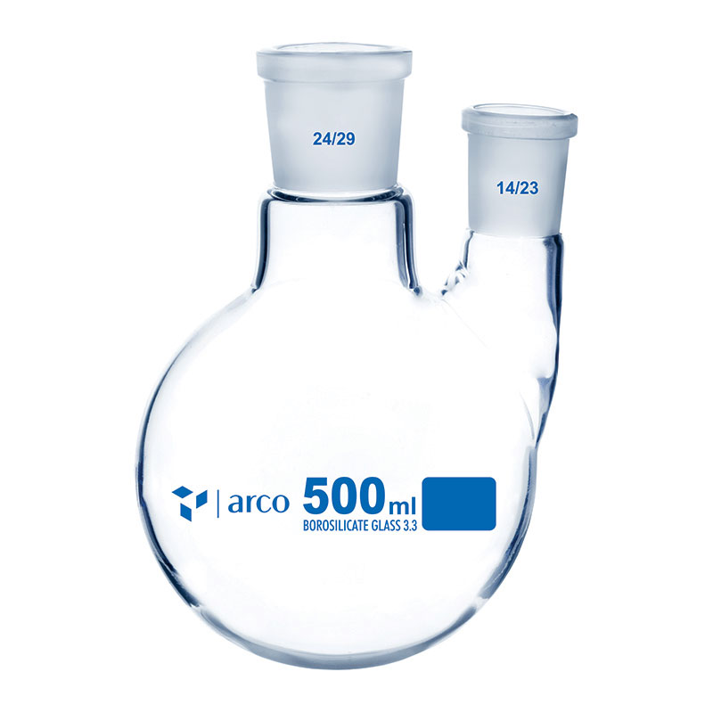 Flask, Boiling, Round Bottom Two Neck, Parallel, 500mL