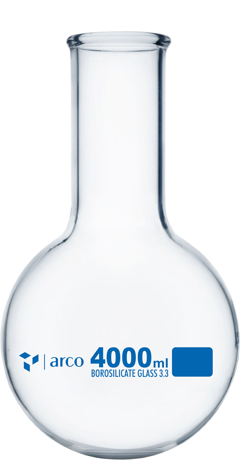 Flask, Boiling, Round Bottom Narrow Neck, 4000mL