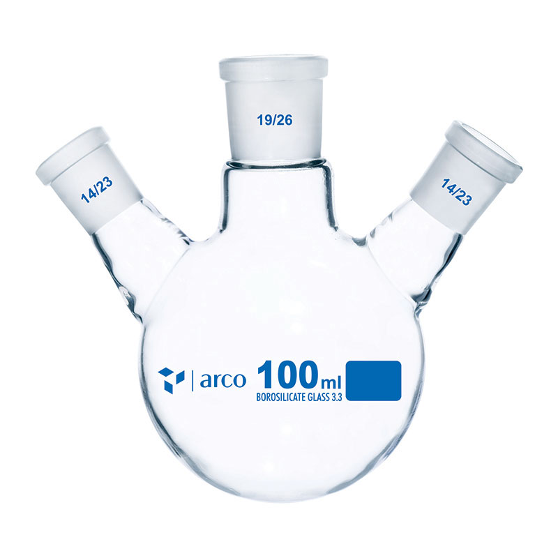 Flask, Boiling, Round Bottom, Three Neck, Angular, 100mL