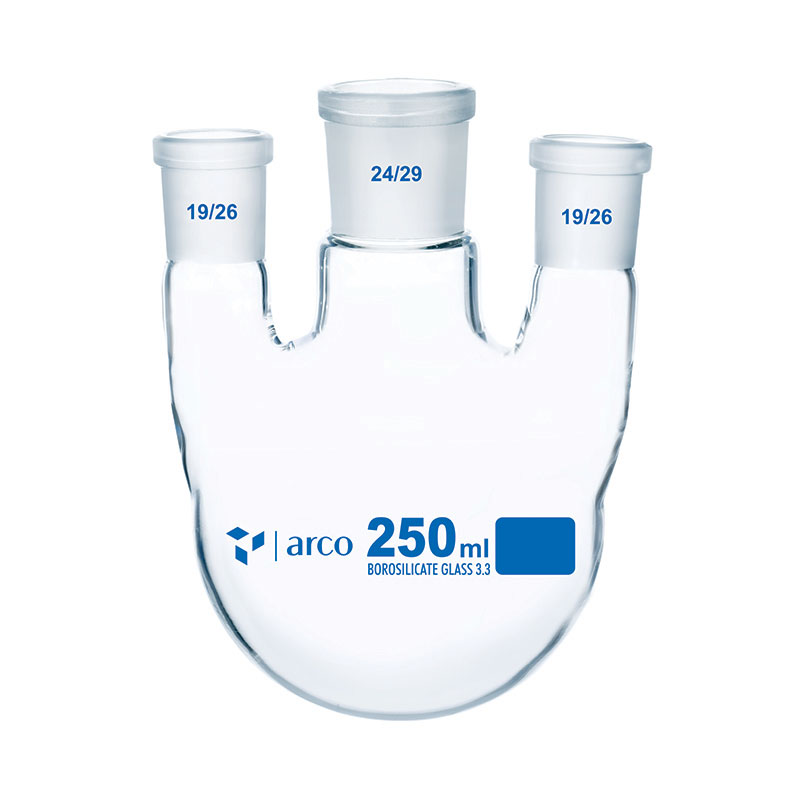 Flask, Boiling, Round Bottom, Three Neck, Parallel, 250mL