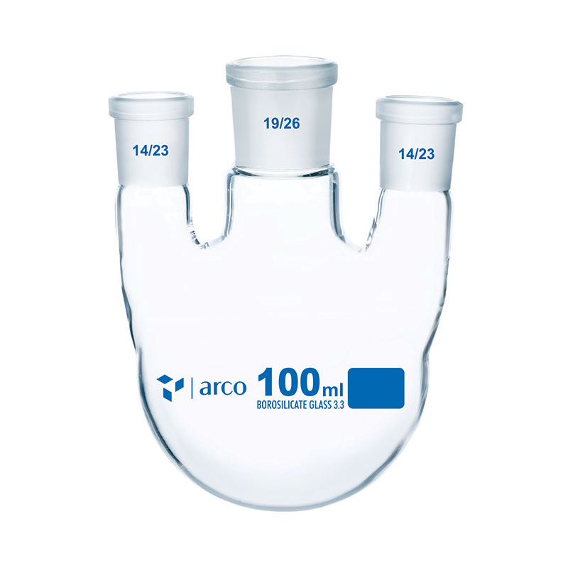 Flask, Boiling, Round Bottom, Three Neck, Parallel, 100mL