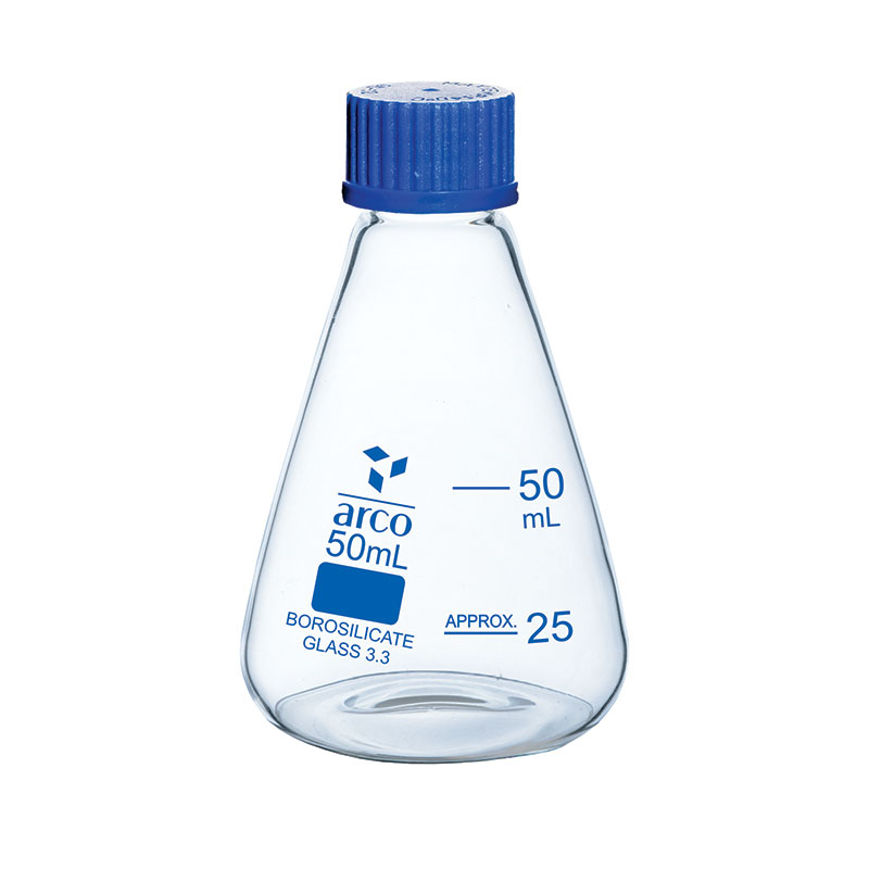 Flask, Erlenmeyer, (Conical) with Screw Cap, 50mL