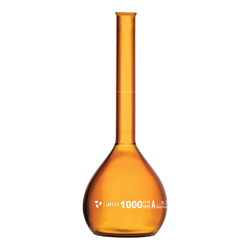 Flask, Volumetric, Without Pourout Class A, Amber, 1000mL