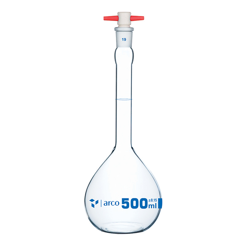 Flask, Volumetric, Class A with PTFE Stopper, 500mL