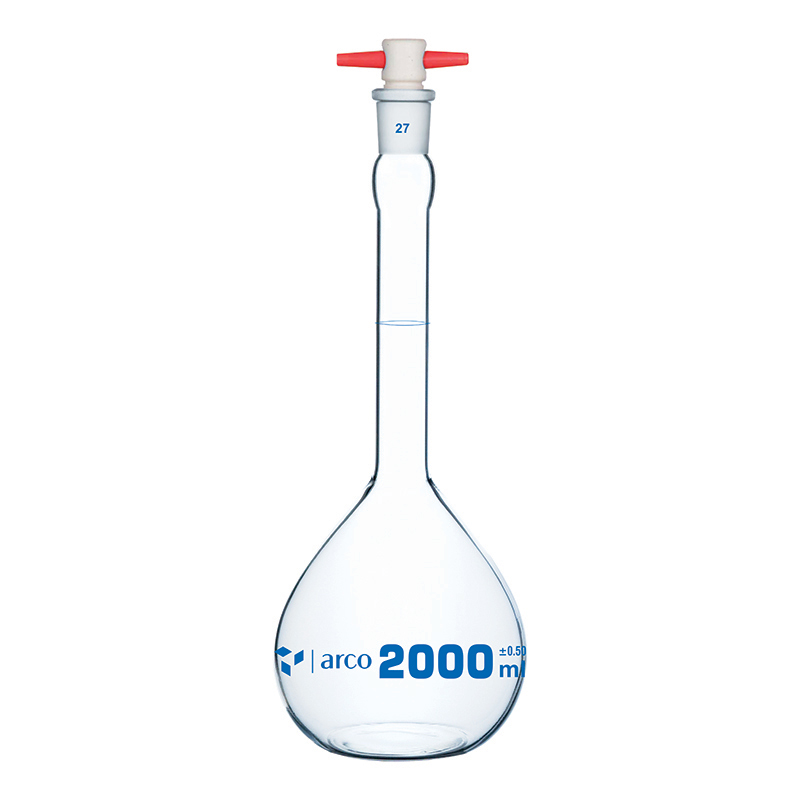 Flask, Volumetric, Class A with PTFE Stopper, 2000mL
