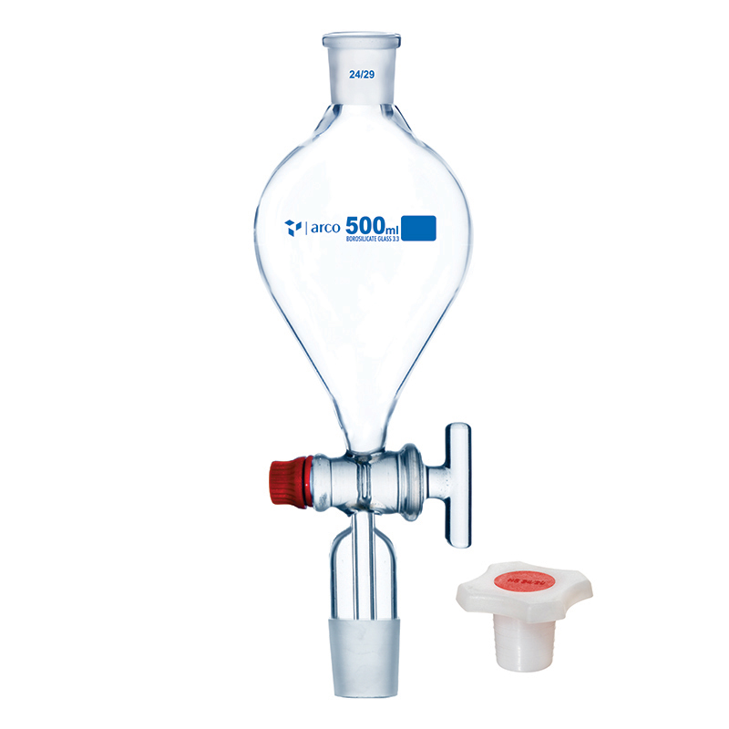 Funnel, Separating, Pear Shape Stem Inside Cone, PP Stopper, 500mL
