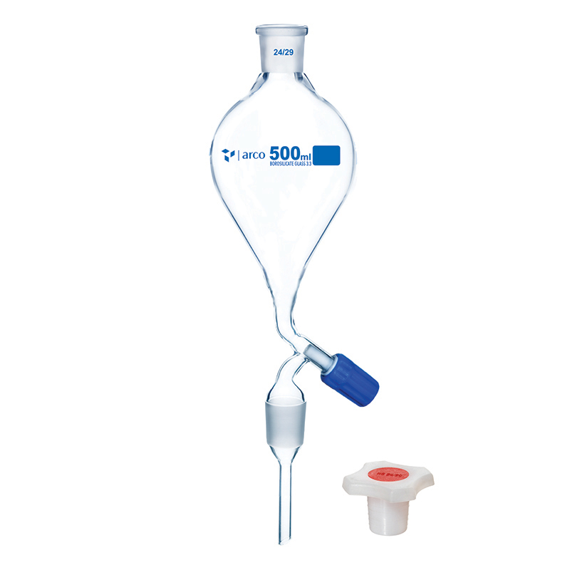 Funnel, Separating, Pear Shape Stem with Cone, PP Stopper, 500mL
