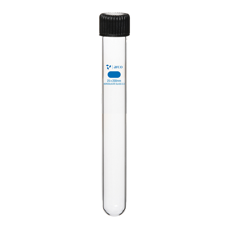 Test Tubes, Culture Round Bottom with PP Screw Cap, 25×200mm