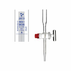 BURETTES, CLASS 'A' SCHELLBACH STRAIGHT BORE GLASS STOPCOCK WITH SCREW THREAD WITH NABL CERTIFICATE 50ml