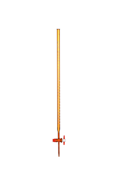 BURETTES, CLASS 'A', AMBER STRAIGHT BORE GLASS STOPCOCK WITH SCREW THREAD 10ml