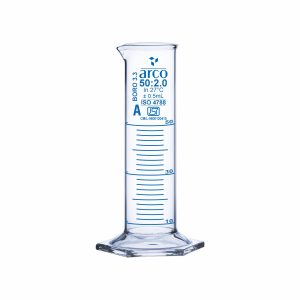 CYLINDER MEASURING SQUAT FORM HEXAGONAL BASE CLASS 'A' 50ML