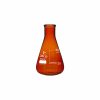 FLASKS, ERLENMEYER, (CONICAL) NARROW NECK WITH RIM, AMBER 50ml