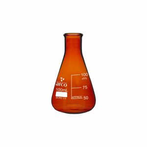 FLASKS, ERLENMEYER, (CONICAL) NARROW NECK WITH RIM, AMBER 100ml