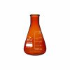 FLASKS, ERLENMEYER, (CONICAL) NARROW NECK WITH RIM, AMBER 150ml