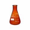 FLASKS, ERLENMEYER, (CONICAL) NARROW NECK WITH RIM, AMBER 250ml