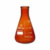 FLASKS, ERLENMEYER, (CONICAL) NARROW NECK WITH RIM, AMBER 500ml