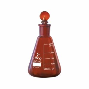FLASKS, ERLENMEYER (CONICAL), AMBER NARROW NECK WITH INTERCHANGEABLE JOINT 250ml