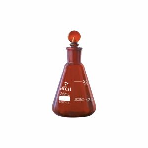 FLASKS, ERLENMEYER (CONICAL), AMBER NARROW NECK WITH INTERCHANGEABLE JOINT 25ml