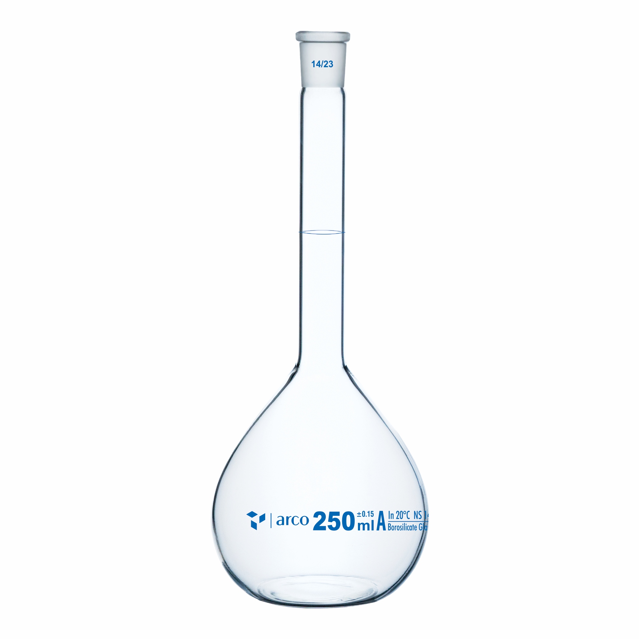 FLASK, VOLUMETRIC, Class'A' Narrow Mouth, Clear with Individual Calibration Certificate 250ml