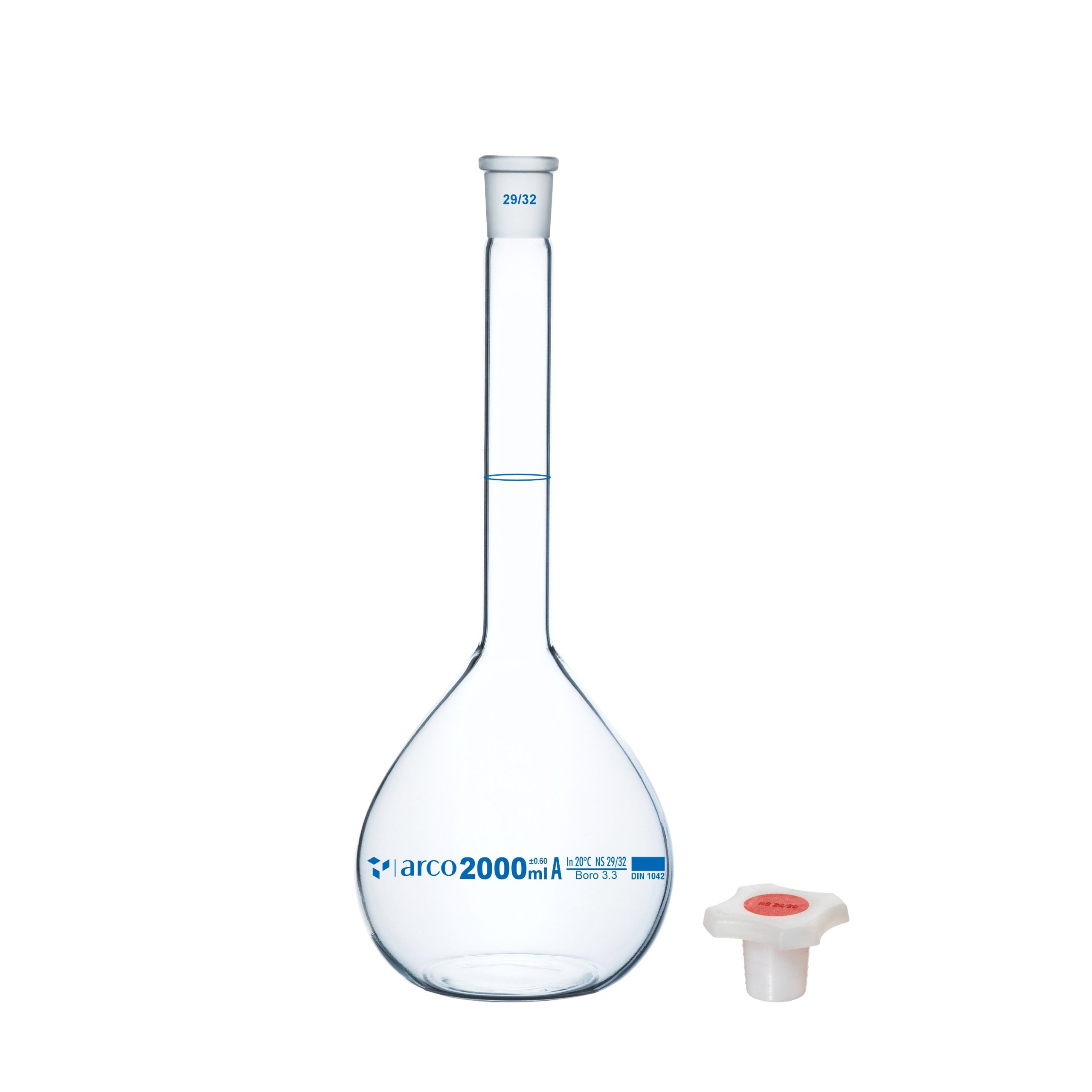 FLASK, VOLUMETRIC Class'A' Narrow Mouth, Clear with Individual Calibration Certificate 2000ml
