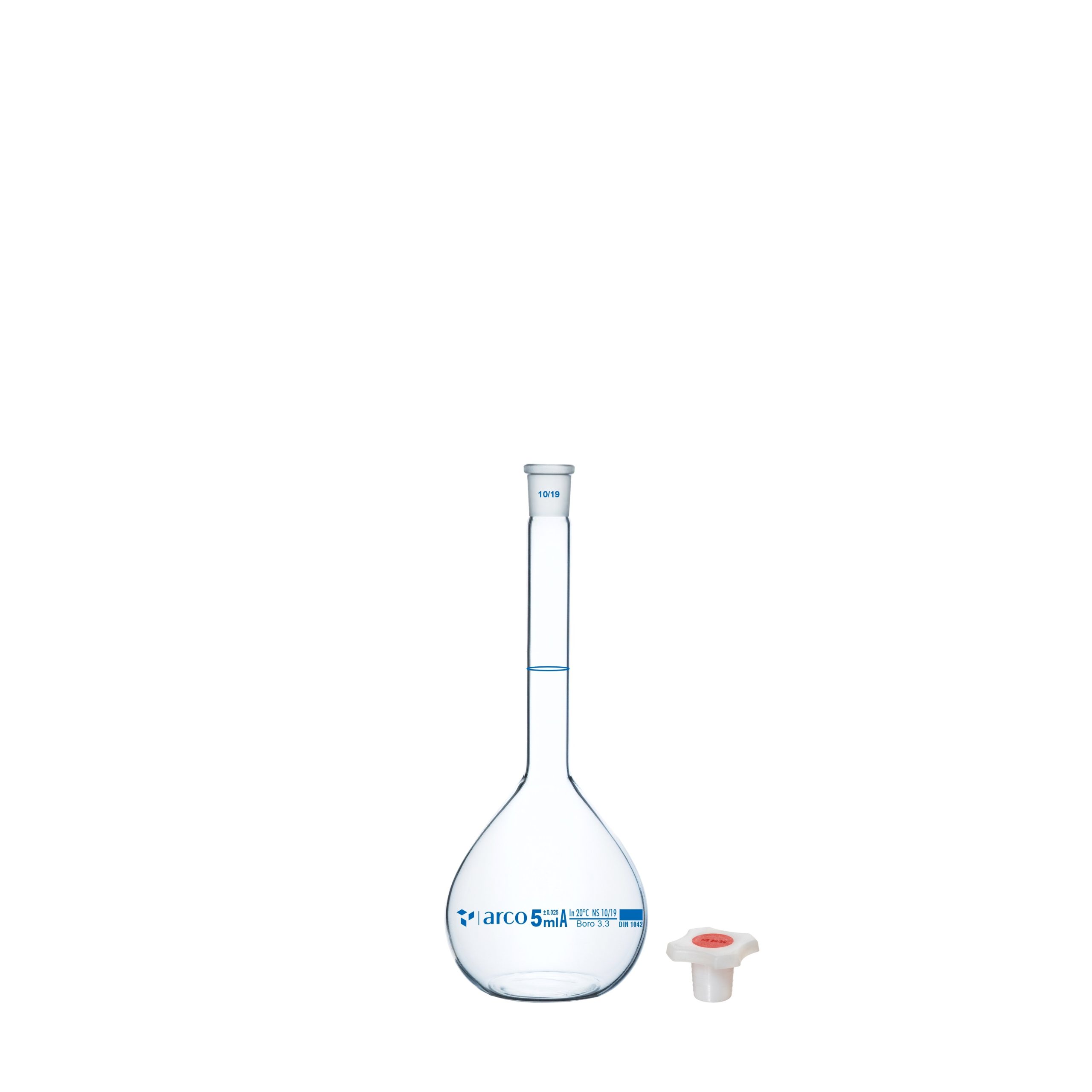 FLASK, VOLUMETRIC Class'A' Narrow Mouth, Clear with Individual Calibration Certificate 5ml