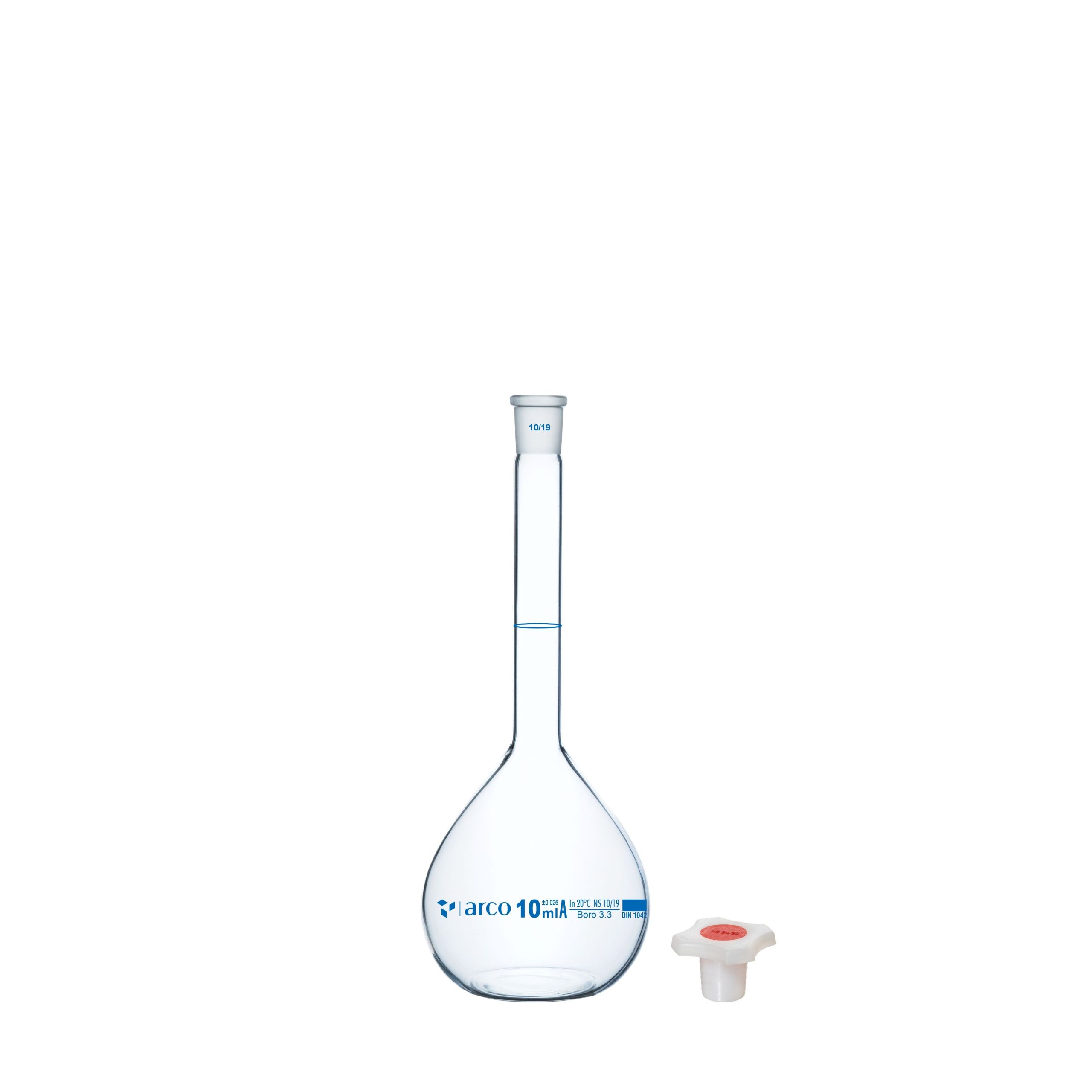 FLASK, VOLUMETRIC Class'A' Narrow Mouth, Clear with Individual Calibration Certificate 10ml