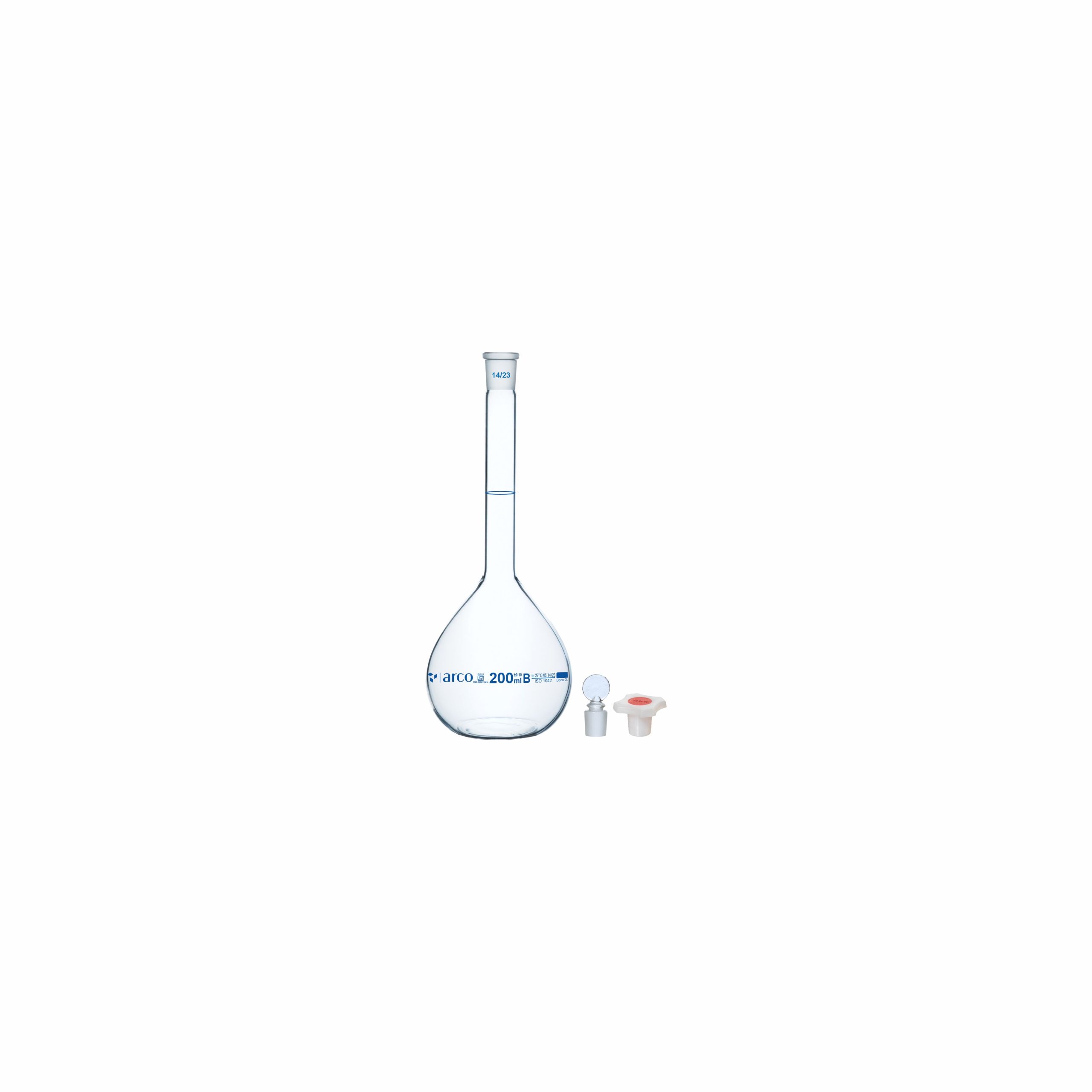 FLASK VOLUMETRIC Class'B' Narrow Mouth, Clear with Individual Calibration Certificate 200ml
