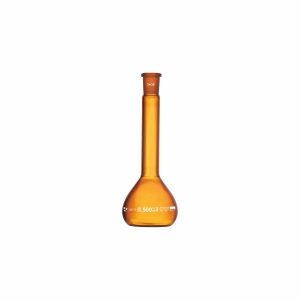 "FLASK, VOLUMETRIC, CLASS 'A’, USP Wide Mouth, Amber with Individual Calibration Certificate Neck Size as per ISO,500mL