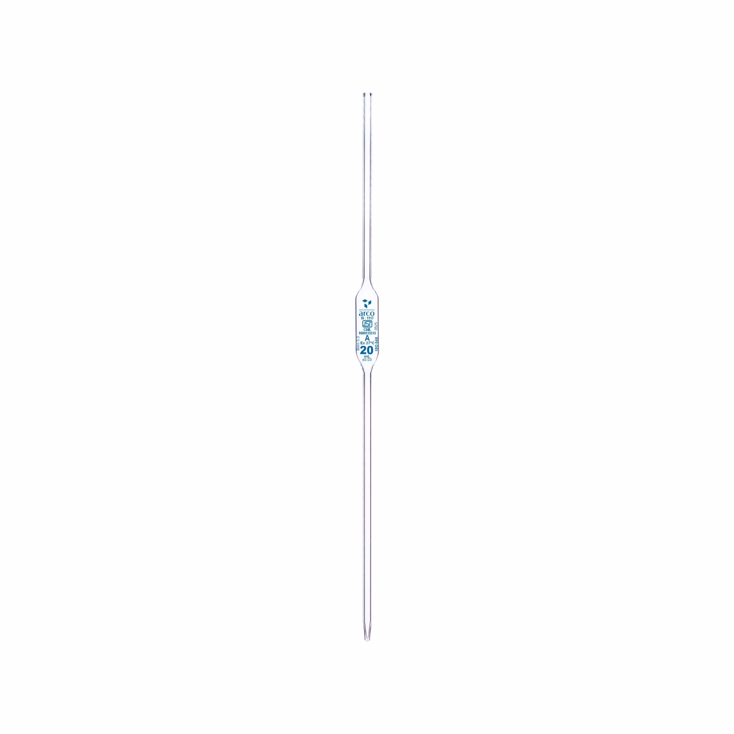 VOLUMETRIC PIPETTES, CLASS 'A' ONE MARK WITH INDIVIDUAL CALIBRATION CERTIFICATE 20ml