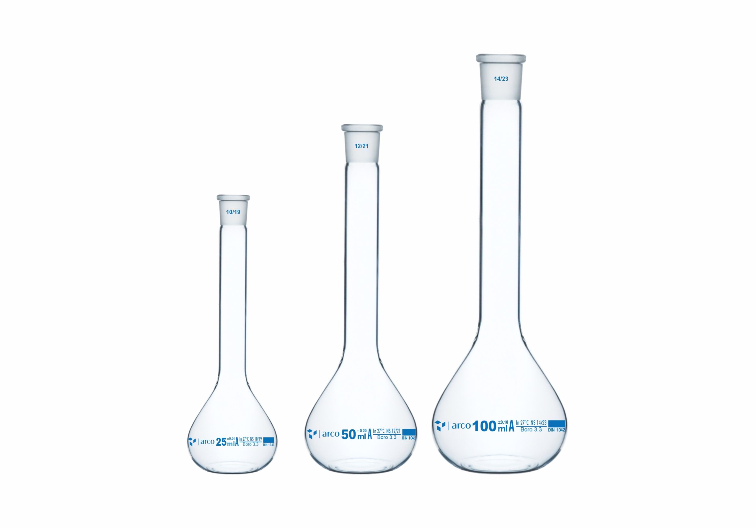 GLASSWARE SET, FLASK VOLUMETRIC Set of 3