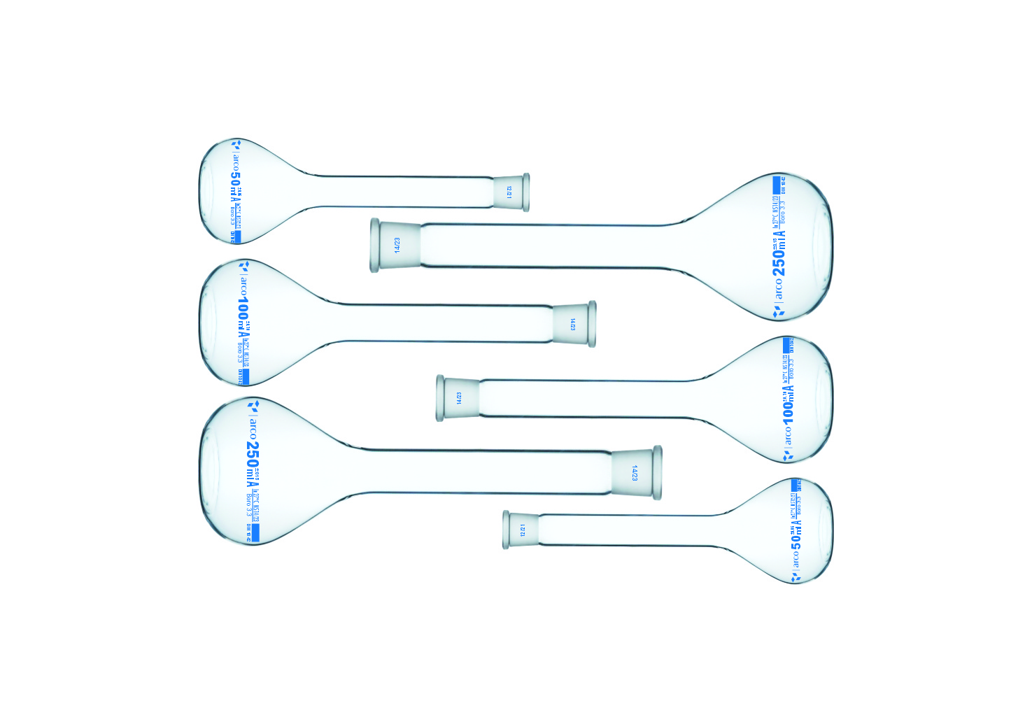 GLASSWARE SET, FLASK VOLUMETRIC Set of 3